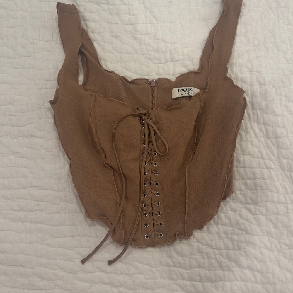 House of CB Brown Lace-Up Corset